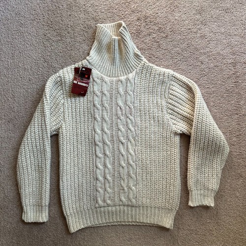 Jantzen Sweater Mens XL Vtg 100 Wool NWT Deadstock Turtle Neck Cable