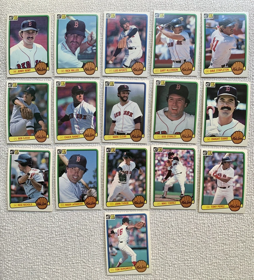 1983 Donruss BOSTON RED SOX Team Baseball Cards (16) Cards No Duplicates! Remy - Image 1 of 1