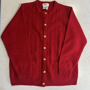 Cardigan Talbots vintage donna piccolo maglione lana rosso bottoni oro Heritage - Foto 1 di 4