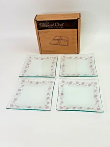 Pampered Chef Glass Dessert Appetizer Plates 2818 Daisy 6" x 6" Set of 4 New - Picture 1 of 5