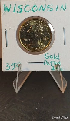 Wooggrain Error 2004 D Wisconsin 24k Gold Plated State Quarter - Image 1 of 4