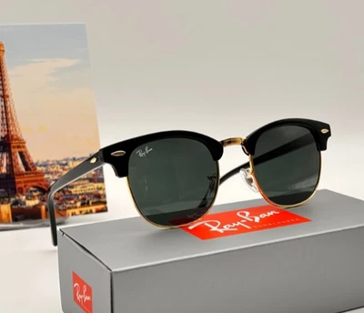 Ray-Ban RB3016 Clubmaster Sunglasses Black Frame Grey Lens 51mm UV Protection - Image 1 of 4
