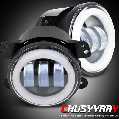 Par de luces antiniebla LED redondas de 4 pulgadas para parachoques delantero para Jeep Wrangler TJ 1997-2006 Foto 1 de 4