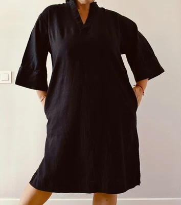 Amazing 100% linen C&A black dress, oversized, wide, light, pockets, new, M-XL - Imagen 1 de 4