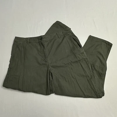 Брюки женские Eileen Fisher 14 оливково-зеленые из органического хлопка конопли минималистские Chino - Изображение 1 из 4