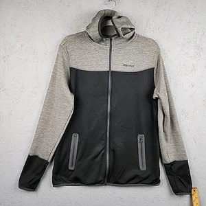 Marmot Sirona Hoodie Womens XL Black Gray Logo Full Zip Hiking Thumb Holes - Picture 1 of 11