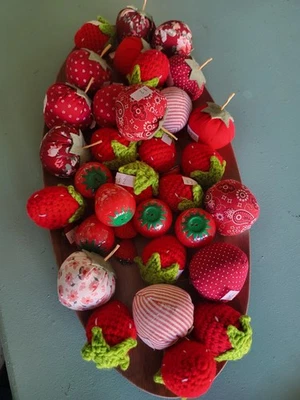 Crochet Strawberry, Strawberry Lipbalm, Magnets, Plush Lot - Image 1 of 4