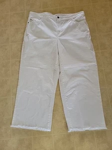 Pantalones de mezclilla Eileen Fisher blancos de algodón orgánico elástico pierna ancha 1X recorte - Imagen 1 de 3