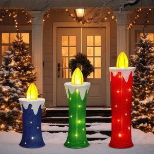 3 Pcs Large Lighted Outdoor Christmas Decoration 2/1.65/1.31 FT Pop Up Collap - Picture 1 of 7
