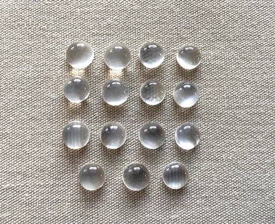15 White Indian Moonstones 5 mm Round Cabochon Loose Gemstones Vintage NOS - Image 1 of 4