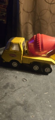 Vintage 1970's Yellow & Red Mini Tonka Cement Concrete Mixer Truck Pressed Steel - Image 1 of 4