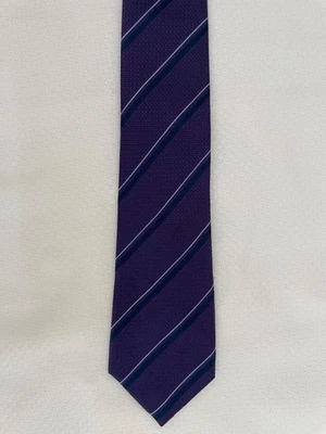 Галстук Tasso Elba в полоску фиолетовый белый черный шелк - Изображение 1 из 3