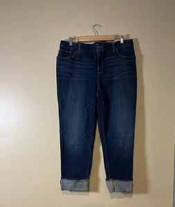 Chico’s So Slimming Girlfriend Ankle Embellished Glitter Stripe Jeans Size 3 - Picture 1 of 7