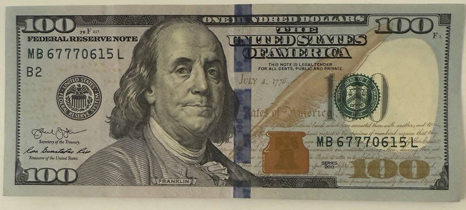 2013 Three 7’s Rare Fancy Serial Number One Hundred Dollar Bill - Image 1 of 4