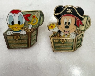 Tokyo DisneySea Pirate Mickey & Donald Pins Set of 2 Not for Sale Japan - Image 1 of 2