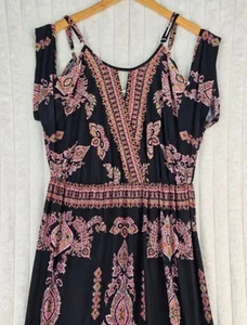 Lapogee Multicolor Bohemian Cold Shoulder Indie Maxi Women’s Dress Size 1X - Picture 1 of 10
