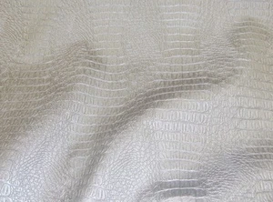 Vinyl Faux Gator upholstery Leather 55" Wide Silver metallic fabric sold BTY - Picture 1 of 2