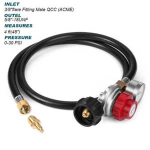 High Pressure (0~30 PSI) Adjustable Propane Regulator with Gauge 4FT Hose Gas - Picture 1 of 7