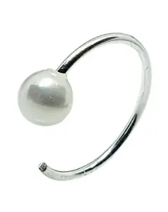 Pearl Pull Thru Nose Ring 20g (0.8mm) 925 Silver Piercing Pull Through Earring - Picture 1 of 12