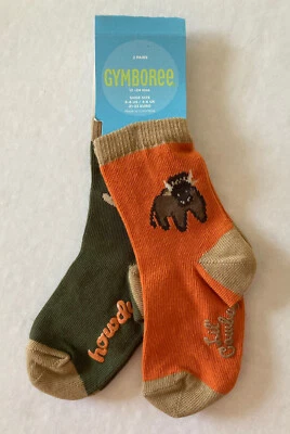 NUEVO CON ETIQUETAS Gymboree Winter Ranch 12-24 Meses Naranja Búfalo y Botas de Vaquero Calcetines 2pk Foto 1 de 2