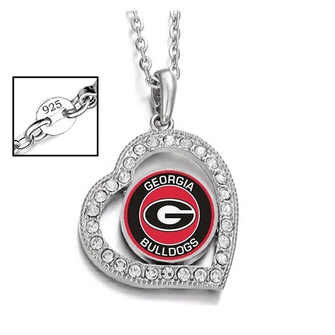 Georgia Bulldogs Womens Sterling Silver Link Chain Necklace With Pendant D19 Cover