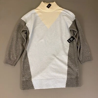 Express Color Block Mock Neck Sweater Dress Knitwear Tunic Medium Blue Gray NWT - Image 1 of 4