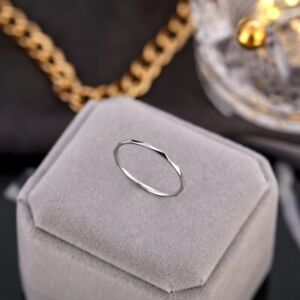 1MM Minimalist Thin Ring V-shaped Pattern Titanium Steel Stacking Rings Women