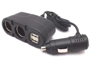 Dual Car Charger Cigarette Lighter + Dual USB Socket DC Car Adapter - Picture 1 of 4