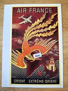 Póster de dragón de colección menú AIR FRANCE imagen original edición A/F #3 - Imagen 1 de 3