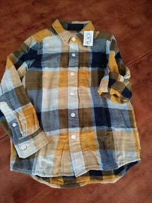 Children Place Boys Shirt Yellow Plaid Check Long Sleeve Button Front Super soft - Image 1 of 4
