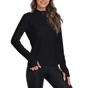 Women's Slim Fit Yoga Jackets Workout Lightweight Running Athletic Full Zip J... - Picture 1 of 6