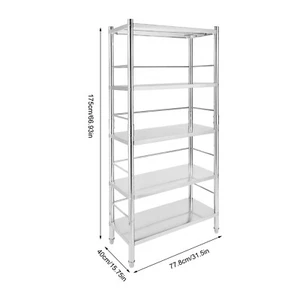 Estante de almacenamiento rectangular ajustable de 5 niveles, estantería de acero inoxidable de alta resistencia - Imagen 1 de 13
