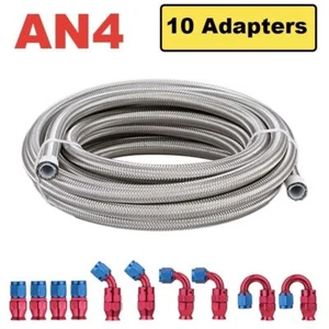 Kit de montaje de manguera de línea de combustible 3M AN4 manguera trenzada de acero inoxidable con extremos giratorios rojos - Imagen 1 de 13