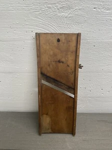 Tablero cortador de madera antigua de una sola hoja mandolina vegetal/cortador de repollo sin hoja - Imagen 1 de 7