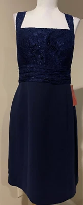 Vestido de Noche JS COLLECTION Mujer Azul Marino Ocasión Nuevo con Etiquetas - Talla 8 Foto 1 de 4