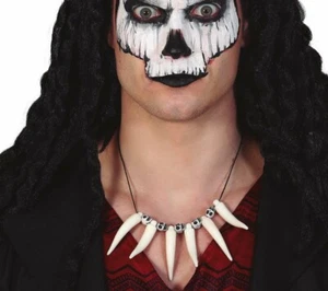 Tribal Teeth & SKULLS Necklace Fang Tooth Voodoo Witch Doctor Fancy Dress 18905 - Picture 1 of 1