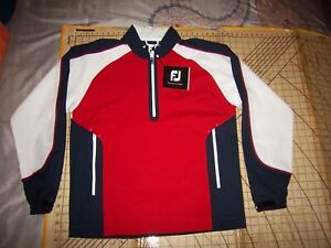 MENS SMALL FOOTJOY WHITE/BLUE/RED LS SPORT WINDSHIRT - NWT