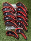 Full Set of Zipped Golf Club Iron Set Head Covers 3,4,5,6,7,8,9,PW,SW,AW + 3,AW