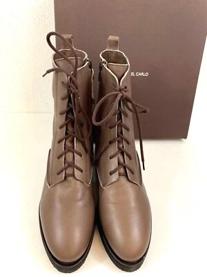 NUEVO CON ETIQUETAS BOTINES ROBERTO DEL CARLO CUERO MARRÓN TOPO CON CORDONES TALLA 41/10 $1050 Foto 1 de 4