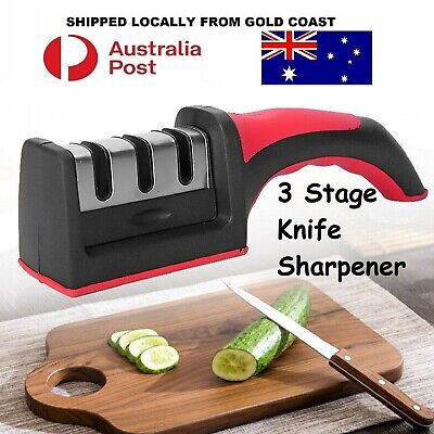 Knife Sharpener 3 Stage Kitchen Sharp Knives Sharpening Tool • 9.75$