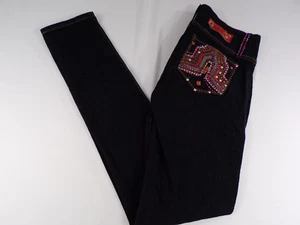 Jade Black Stretch Jeans Womens Skinny Legs Size 9 Embellished Beads & Studs  - Picture 1 of 9