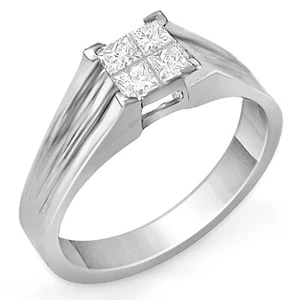 0.40 Ct Princess Diamond Solitaire Engagement G Wedding Ring 14k Gold White SZ 6 - Picture 1 of 3