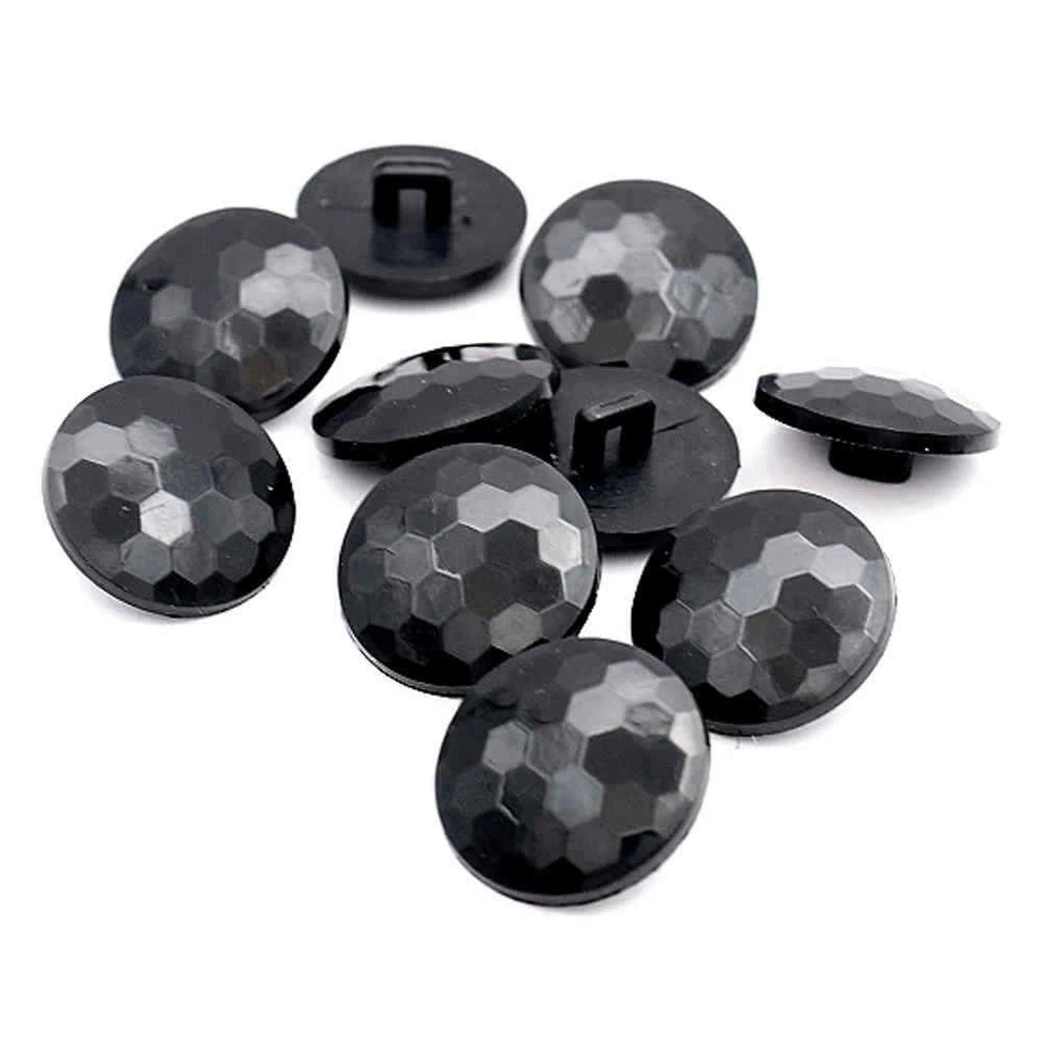 BLACK FACETED SHANK BUTTONS 20mm - Image 1 of 1