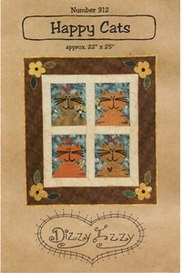 Trapunta Happy Cats modello da cucire da appendere a parete gatti e fiori  - Foto 1 di 2