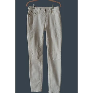 True Religion Women's White Moto Jeans Size 28 - Picture 1 of 7