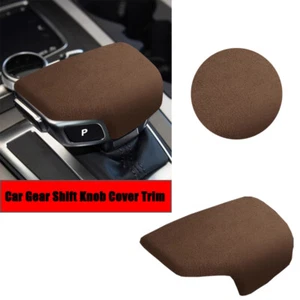 Coffee Suede Leather Car Gear Shift Knob Cover Trim For Audi Q5 Q7 A4 S4 S5 Q8  - Picture 1 of 5