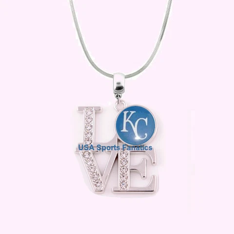 MLB - Kansas City Royals Team Love Necklace With Rhinestones On 925 Snake Chain Cover
