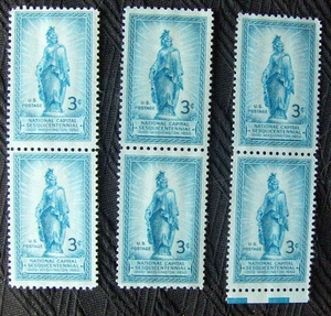 US 3¢ Stamp Scott #989 National Capital Sesquicentennial MNH 1950 vertical pair - Picture 1 of 2