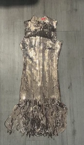 Xtaren Sequin Fringe Rose Gold Cocktail Dress Size Medium - Picture 1 of 12