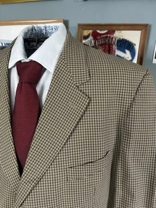Jaeger Vintage Blazer Sakko Herren Größe XL Senf Marine Kariert Baumwolle 48" Brustumfang - Bild 1 von 12